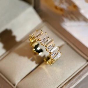 💎 NEW 14K Gold Plated Opals Diamond Adjustable Open Rings